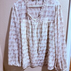 Cato Cream Geometric Blouse